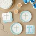 Juvale 144 Baptism Decorations Party Supplies - Blue, Includes Disposable Paper Plates, Napkins, Cups, & Cutlery, For Easter Party, Baptisms, First Communion, Christening & More, Serves 24