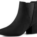 Allegra K Women's Pointed Toe Block Heel Ankle Chelsea Boots (Size 8)