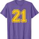 Number #21 Yellow Sport Number 21 T-Shirt M