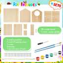 Liliful 4 Pack Birdhouse Kit DIY Wooden Bird House with Paint and Paintbrushes Arts and Crafts Painting Kits for Boys Girls Adults Build Paint Christmas Birthday Indoor Outdoor Craft (Classic Style)