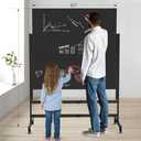 Mobile Chalkboard Height Adjustable - 60x72 inches, Large Rolling Blackboard Double-Sided, Magnetic Black Board on Wheels for School Home Office