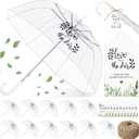Aliceset 12 Pack Clear Wedding Bubble Umbrellas Bulk 46 Large Canopy Love Is in The Air Transparent Stick Umbrella with Tags and Rope Rain Windproof J Hook Handle Auto Open for Wedding Prom Outdoor
