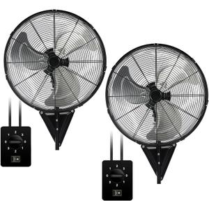 AZOUTDOOR 2 Pack 20 Inch Wall Mount Fans, Oscillating Fan with 3 Speed Settings, High Velocity Fans with Adjustable Tilt for Commercial, Industrial, Warehouse, Workshop, Garage