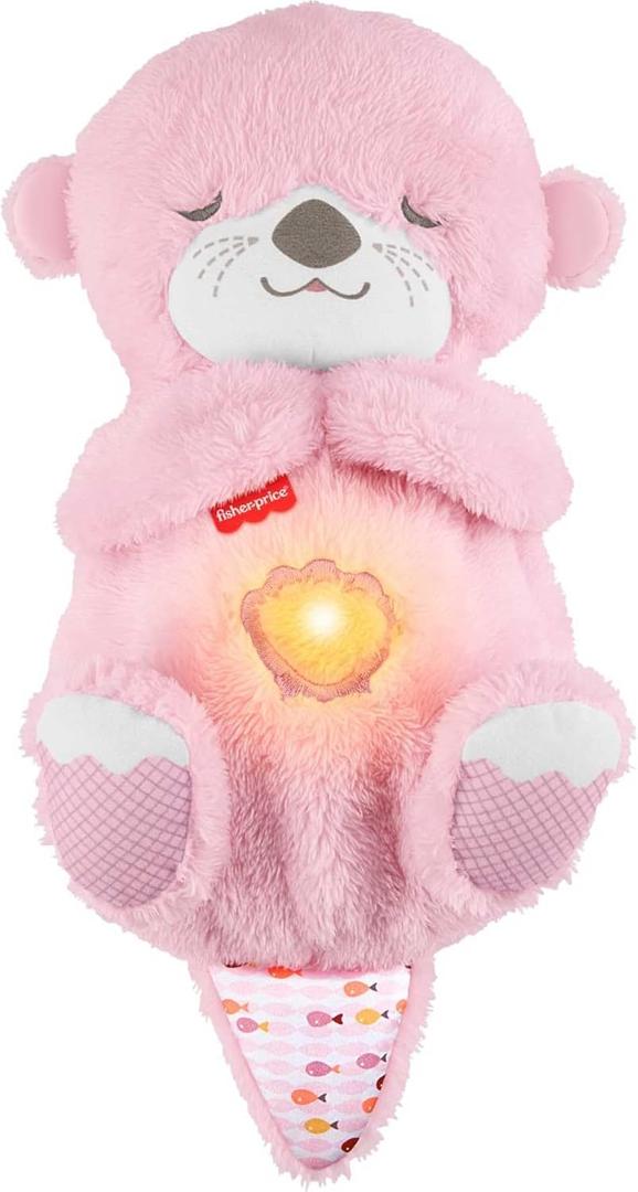 Fisher-Price Baby Toy Soothe n Snuggle Otter Plush, Pink Portable Sound Machine with Breathing Motion & Lights for Newborns Ages 0+ Months