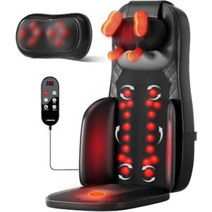 Massage Chair Pad, 3-in-1 Shiatsu Neck and Back Massager Cushion with Heat, Adjustable Height & Intensity, Full Body Massage Pad for Recliner and Sofa