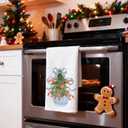 Christmas Chinoiserie Kitchen Towels Decor,Blue Bow Christmas Tree Towels Gifts,Red Lobster Christmas Hand Towels for Bathroom Kitchen,Grandmillennial Decor,16x24 Inches