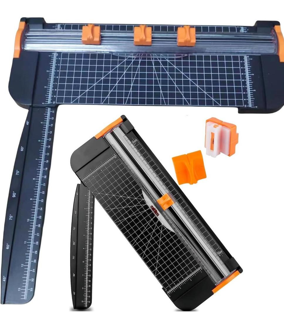 A4 Paper Cutter Paper Trimmer Portable Paper Slicer, 12 Inch Titanium Scrapbooking Tool with 3pcs Replacement Blades with Safeguard Side Ruler for Craft Paper, Coupon, Label, and Cardstock