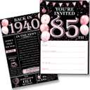 2 x 85th Birthday Party Invitations for Women Men - Back in 1940 Invites Pink 85 Year Old Birthday Invitations Set (20 Invites and Envelopes)