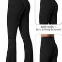 Sunzel Sunzfly Invisible Butt Scrunch Flare Leggings for Women, Mini Flared Yoga Pants with Tummy Control and High Waist (L)