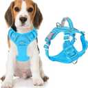BARKBAY Dog Harness No Pull with ID Tag Pocket - Heavy Duty, Reflective, Easy Control for Large Dogs(Blue,M) (Medium(Chest:22.5-28"))