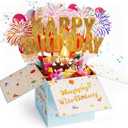 Large Pop Up Birthday Cards with Blowable Lights and Music,1-100 Ages Funny Happy Birthday Cards 3D Greeting Cards Special Birthday Gifts for Kids Teens Women Men Son Daughter