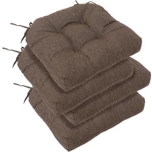 RACE LEAF Patio Chair Cushions 17x17 4 Pack, Thickened Heavy Duty Outdoor Cushions Stain & Water Resistant Non-Slip Ties Tufted (Brown)