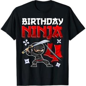4 Years Old Boy Birthday Tee, Birthday Ninja Toddler TShirt, 4T