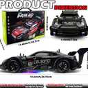 HTURCCOP 1:16 RC Drift Car 2.4GHz Spray 4WD LED Lights 30+KM/H High Speed Remote Control Car 2 Batteries 60Min Infinitely Variable Speed Drift Car Toys for Adults and Kids (Black 1:16)