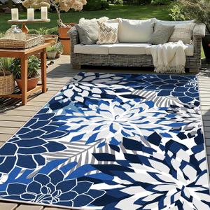 ZonLi Colorful Outdoor Rug 9x12Ft Waterproof Multicolored Indoor Area Rug Washable Outdoor Patio Rugs Tropical Floral Non Slip Outdoor Carpet for Living Room, Pool,Backyard,Deck,Camping