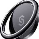 Syncwire Cell Phone Ring Holder Stand, 360  Rotation Finger Ring Kickstand Polished Metal Phone Grip Compatible with iPhone, Samsung, LG, Sony (1 Pack, Black)