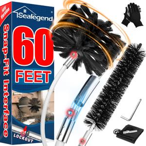 Sealegend 60 Feet Dryer Vent Cleaner Kit/Lint Remover/2×Upgraded Flexible QuickSnap Brush/Fireplace Chimney Brushes for Easy to Use/Works Well with/Without a Power Drill