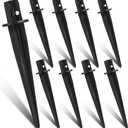Zhengmy 8 Pcs Metal Solar Light Stakes Replacement Outdoor Ground Stakes Solar Pathway Light Spike for Christmas Pathway Garden Yard Landscape Lamps Pole Replacement, 0.63 x 5.27 Inch (Black)