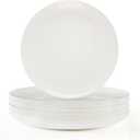 Dinner Plates Set of 12, 10-1/2 inch Glass Salad Plate Set Scratch Resistant, Kitchen White Plates for Serving Dishes, Microwave and Dishwasher Safe