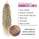 8 Packs Goddess Faux Locs Crochet Hair for Black Women, Long Goddess Locs Crochet Hair, Boho Style Locs, River Hair with Curly Ends (22Inch, OT27/613#, 8Packs)
