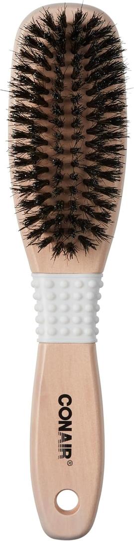 Conair Boar Bristle Hair Brush for Women, Natural Wood Handle Styling Brush for Sleek Slick Back Hair, Reduces Frizz, Adds Shine, Smooths & Detangles All Hair Types
