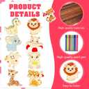 HOWAF Valentines Day Gift for Kids, 24 Pack DIY Jungle Animals Dinosaurs Wood Painting Craft Kit with Cards Paint Pens, Valentine Exchange Gift Cards for Classroom School Party Favors