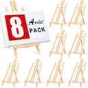AROIC 8 Pack 15 Inch Wood Easels, Easel Stand for Painting Canvases, Art, and Crafts, Tripod, Painting Party Easel, Kids Student Table School Desktop, Portable Canvas Photo Picture Sign Holder.