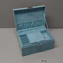 Two-Layer Jewelry Box Organizer Display Storage case with Lock (Blue)