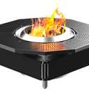 Fire Pit Surround Tabletop Use for Solo Stove Bonfire Ranger Yukon 2.0, Adjustable Surround Tabletop for Solo Stove Mesa with UV-Resistant Outdoor Fabric, Metal Black for Indoor Outdoor Use