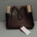 LOVEVOOK Laptop Tote Bag for Women With Large Cup Holder, Leather Work Tote Bag for Women,15.6 Inch Professional Computer Briefcase Business Teacher Commuter Shoulder Bag, Office Travel Gift (Coffee Color With Black)