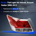 Brake Tail Light for Honda Accord Sedan 2008-2012, HO2800172 Rear Taillight Assembly Replaces for 33550-TA0-A01, Tail Lamp with Bulb, Driver Left Side LH