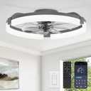 LEDIARY 20" Ceiling Fans with Lights and Remote, Modern Low Profile Ceiling Fan, 3 CCT, Stepless Dimmable, Fandelier Flush Mount Fan Light, 6 Speeds, DC Motor, App & Remote Control for Bedroom(Gray)