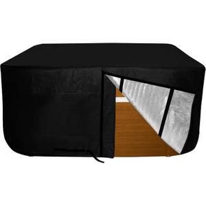 Insulated Hot Tub Cover with Insulation,Hot Tub Thermal Blanket,Winter Protection Spa Cover, Inflatable Waterproof Cap for Energy Efficient Full Coverage Dustproof (76x76x35, Black)