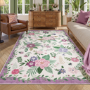 Lahome Pink Rugs for Bedroom 5x7 Feet, Scalloped Floral Border Area Rug for Bedroom, Non-Shedding Flirty Room Decor, Floor Mat for Living Room