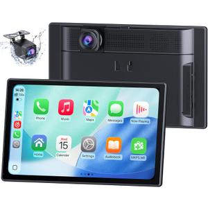 Carplay Screen for Car,9" HD IPS Wireless Touch Car Play Screen for Apple Carplay & Android Auto,with SuperLink/AirPlay,4K Dash Cam,1080p Backup Camera,Loop Recording,Bluetooth Audio,GPS,Siri