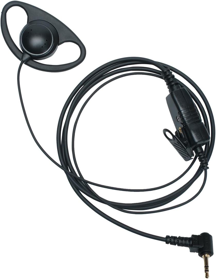 D-Shape Headset Earpiece with PPT Mic Accessories Compatible with Motorola Talkabout 1 Pin 2.5mm t600 t800 t200 t260 mh230r mr350r mt350r Walkie Talkie (D Shape, 1 Pack)