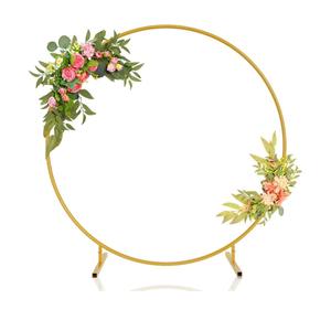 Xeapoms 6.6ft Round Backdrop Stand, Stable Balloon Arch Stand, Metal Wedding Arch Backdrop Stand Circle Backdrop Stand Frame for Wedding, Birthday Party, Baby Shower Decoration (Gold)