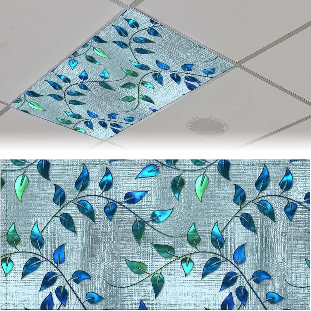 2 Pack Light Covers 4 X 2 Feet Blue Leaves Magnetic Light Cover for Drop Ceiling, Ceiling Shade Filters for Office Classroom Home Hospital Decor (Color-5)