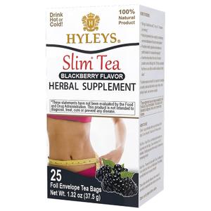 Hyleys Slim Tea Blackberry Flavor - Weight Loss Herbal Supplement Cleanse and Detox - 25 Tea Bags (1 Pack)