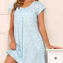 Donnalla Moo Moos for Women Short Sleeve House Dress with Pockets Floral Print Mumu Dress Soft Nightgown Plus Size Sleepwear Hawaiian Muumuu Loungewear (Blue, XXL)