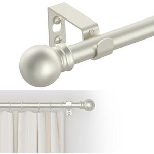 GXOACKJ Curtain Rods for windows 32-48 inch, 5/8 inch Decorative Nickel Splicing Heavy Duty Metal Curtain Rod set with Brackets