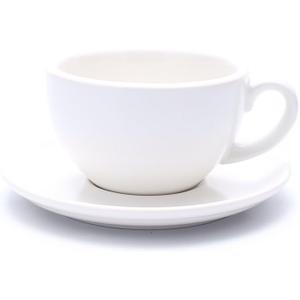 Great Cup Shape for Latte Art Cappuccino Barista Cup Saucer New Bone China for Coffee Shop (Matte White, 10.5 oz)