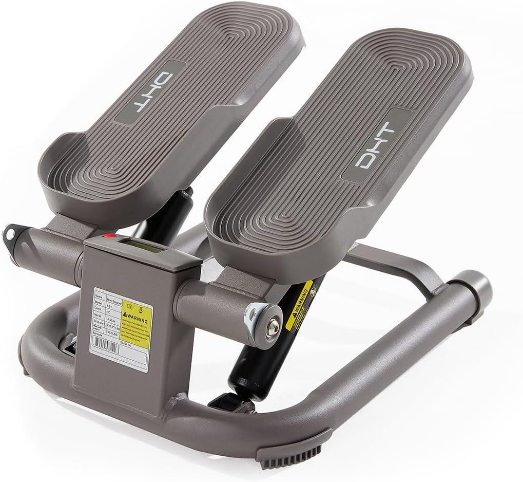 DHT Steppers for Exercise at Home, Mini Stair Stepper with Resistance Band, Workout Equipment with LCD Monitor, Fitness Stepper for Cardio Full Body Workout, for Home Gym(No Resistance Adjustment)