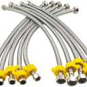 10PK 16 Inch Faucet Supply Lines, 3/8" Comp x 1/2" FIP Sink Hose Faucet Hose Connector, for toilet hose for Bathroom Kitchen Water Supply with Stainless Steel Braided Supply Line & Faucet Hose Wrench