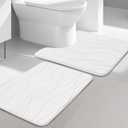 YIHOUSE Memory Foam Bathroom Rug Sets 2 Piece, Ultra Absorbent Bath Mat for Bathroom - Non-Slip Machine Washable & Dry Quickly, 2 Piece Bathroom Mat Set,White
