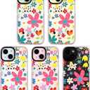 for iPhone 15 Case, Whimsical Floral Collage Pattern, Military-Grade Drop Protection, Cute Soft Slim TPU Protective Cover with Camera Lens Protection for Women & Girls
