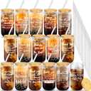 16 Set Appreciation Gifts for Employee Coworker Staff Thank You Christmas Team Gifts 16 oz Can Shaped Beer Glass with Lids Straws Brushes for Teacher Nurse(Thanks)