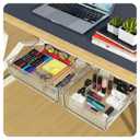Slide and Stash Under Desk Drawers Office Organizer 2-Pack Small and Medium Office Organization Drawer Slides Include Adhesive Tape Easy DIY Installation for Desk Organization, Cupboard, Wardrobe