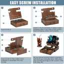 Wood Phone Docking Station for up to 3 Phones - Nightstand Organizer with Drawer for Valuables for Men & Women, Compatible with Apple Watch, Holds Phones, Tablets, Keys, Rings, Glasses, Watches & EDC
