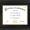 Yaetm 11x14 Diploma Frame, Certificate Frame with Tempered Glass, Display 8.5x11 Document with Black Over Gold Acid-free Mat or 11 x 14 without Mat, Wide Molding (Single, Black)